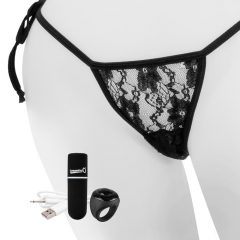   Screaming O MySecret - juodos spalvos vibruojančios nėriniuotos kelnaitės su nuotolinio valdymo pultu (S-L)