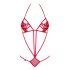 Obsessive Luiza – tulpių motyvais ir dirželiais dekoruotas raudonas bodis (S/M)