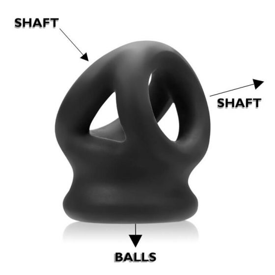 OXBALLS Tri-Squeeze - Varpos žiedas ir sėklidžių tempiklis (juodas)