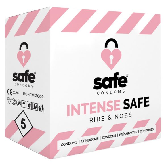 SAFE Intense Safe - raštuotas taškuotas prezervatyvas (5 vnt)