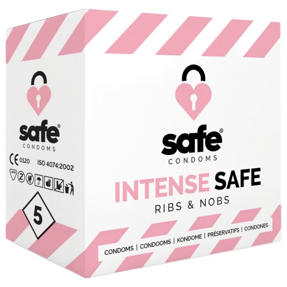 SAFE Intense Safe - raštuotas taškuotas prezervatyvas (5 vnt) 