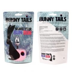   FEELZTOYS Bunny Tails - metalinis analinis kaištis su zuikio uodega (sidabrinis-rožinis)
