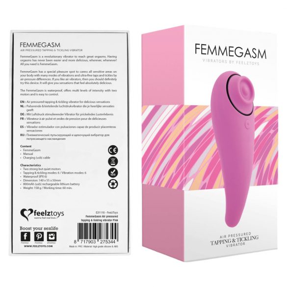 FEELZTOYS Femmegasm - atsparus vandeniui vaginalinis ir klitorinis vibratorius (rožinis) 