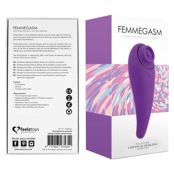 FEELZTOYS Femmegasm - atsparus vandeniui vaginalinis ir klitorio vibratorius (violetinis) 