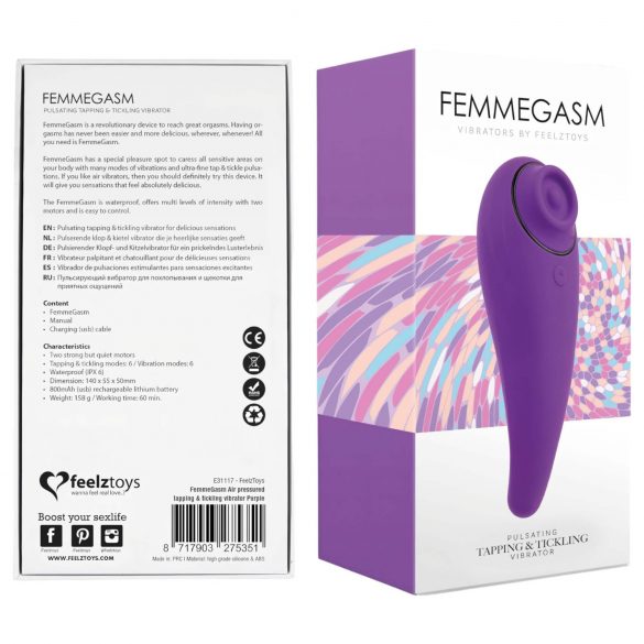 FEELZTOYS Femmegasm - atsparus vandeniui vaginalinis ir klitorio vibratorius (violetinis) 