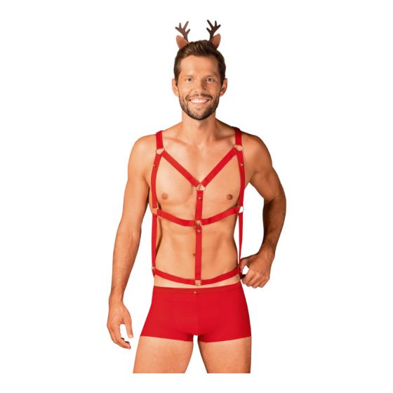 Obsessive Mr Reindy - vyriškas elnio kostiumas (3 dalių) - raudonas - L/XL